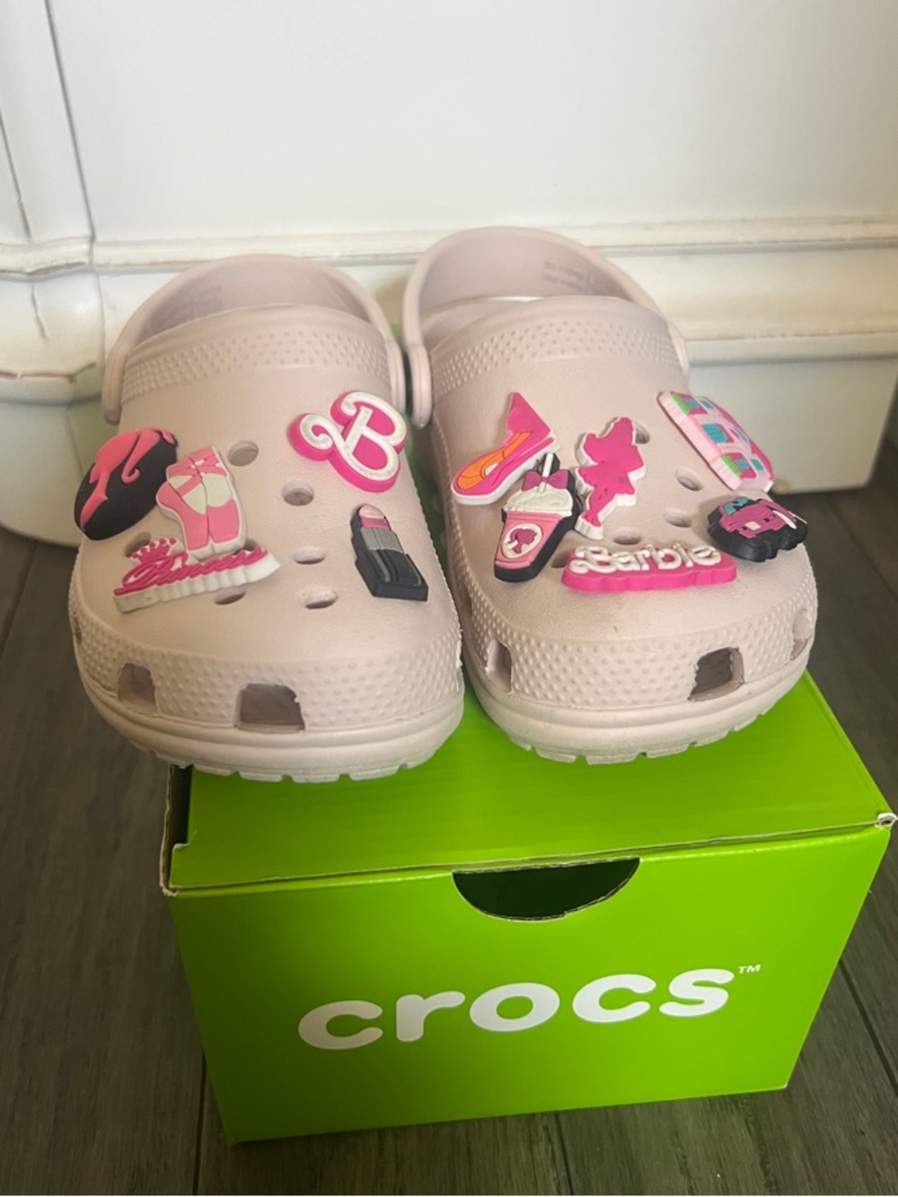 CROCS Kids Light Pink Clog with Pink Charm Accents